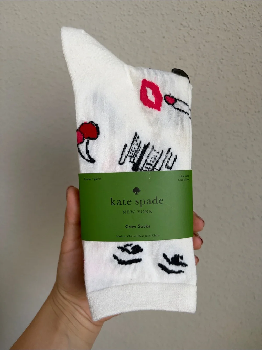 Kate Spade OS City Girl Crew Socks Trio Set NWT